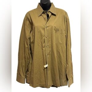 Vintage Wrangler George Strait Tan Button-Up Shirt with Red & Blue Label